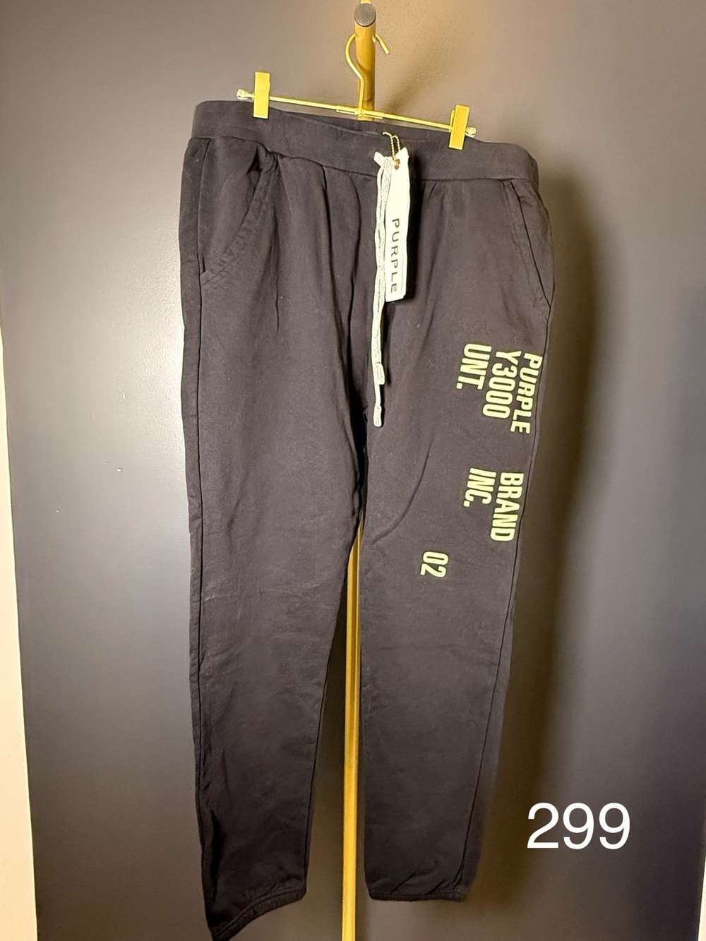 Purple Brand Black Men’s Jogger Pants with Yellow Logo